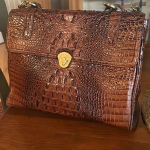 Brahmin ladies cognac colored embossed leather purse, in great shape.